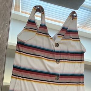 Long Bodycon Knitted Striped Dress w/ Buttons